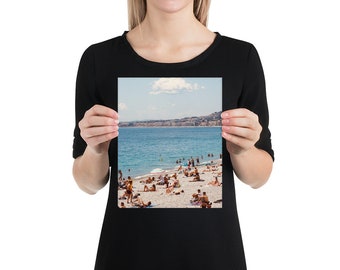 Impresión de fotografía de playa de la Riviera francesa - Sur de Francia - Fotografía de viaje - Arte de pared de Niza Francia - Costa francesa - Impresión de playa de verano