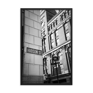 Framed Photograph - New York City Architecture Photography - Hudson Street NYC - Black and White Wall Art - City Skyline Photography Print