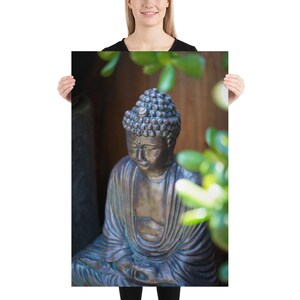 Meditating Buddha Photography Print - Zen Mindfulness Wall Art - Garden Nature Landscape Photography - Peaceful Meditation Wall Art