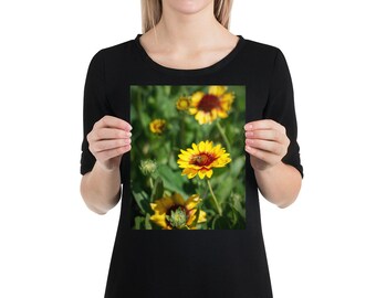 Yellow Flowers Photography Print - Summer Garden Landscape Wall Art - Flower Photography - Nature Poster - Botanical Floral Wall Art