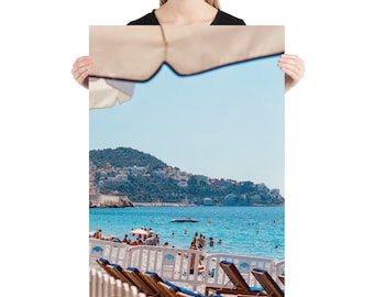 French Riviera Beach Print - South of France Summer - Travel Photography - Nice France Wall Art - Mediterranean Sea - Cote D'Azur Wall Decor