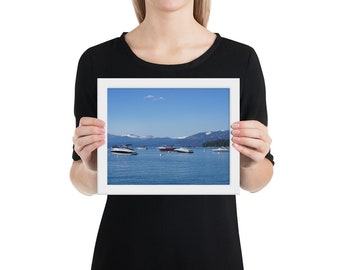 Framed Photograph - Lake Tahoe California - Boat Photography - Speedboats on Lake Tahoe - Keep Tahoe Blue Print - Luxury Travel Wall Art
