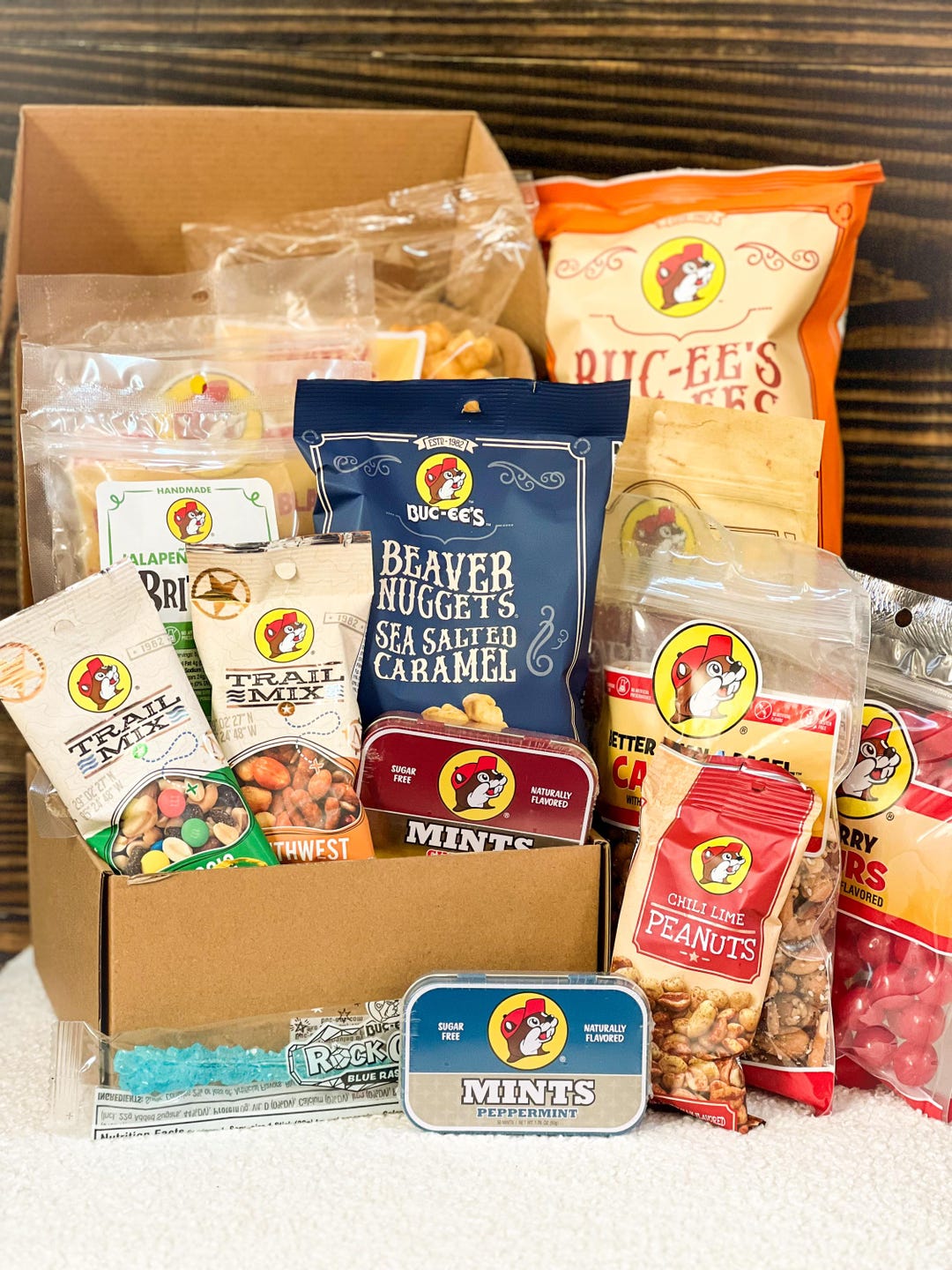 Buc-ee's Snack Box, Beaver Nuggets, Jerky, Nuts, Candy Assortment - Etsy