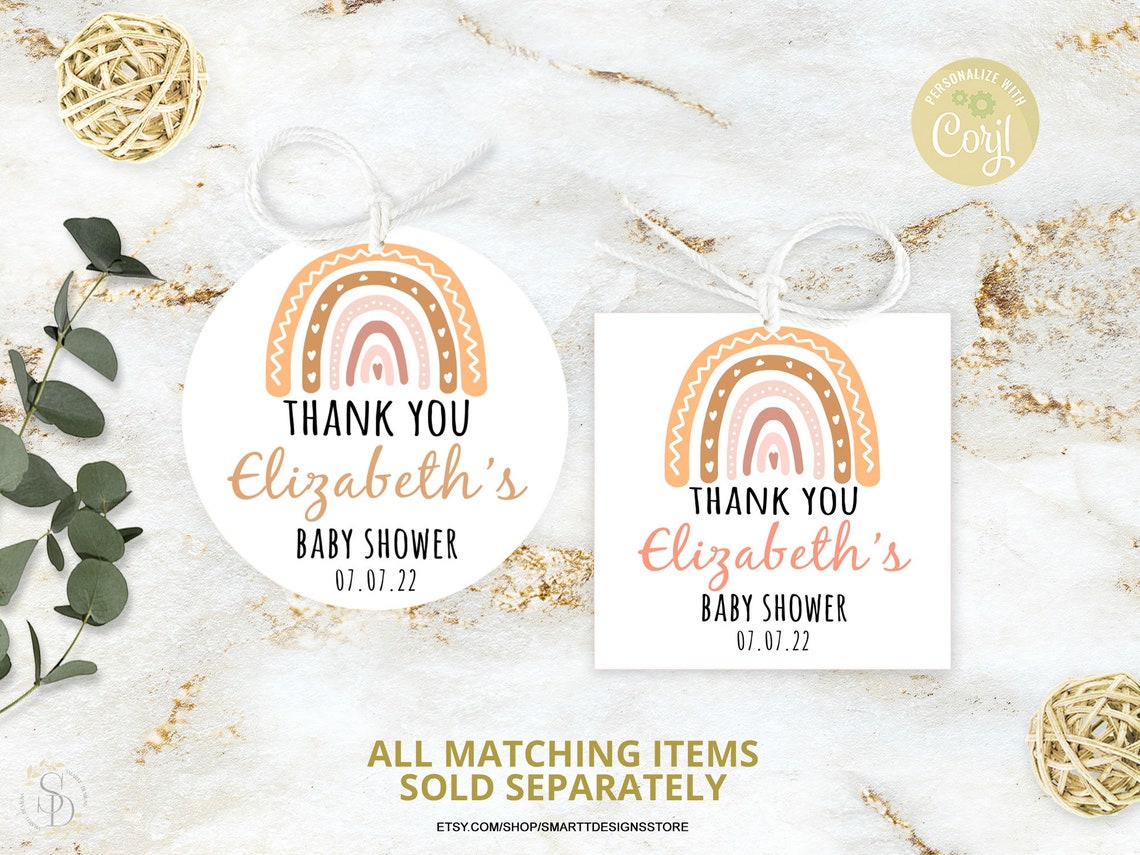 Editable Rainbow Baby Shower Cupcake Toppers Gender Neutral - Etsy