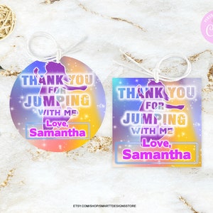Editable Jump Birthday Favor Label, Gender Neutral Trampoline Party Printable Thank You Tag, Bounce House Gift Sticker Template, Digital