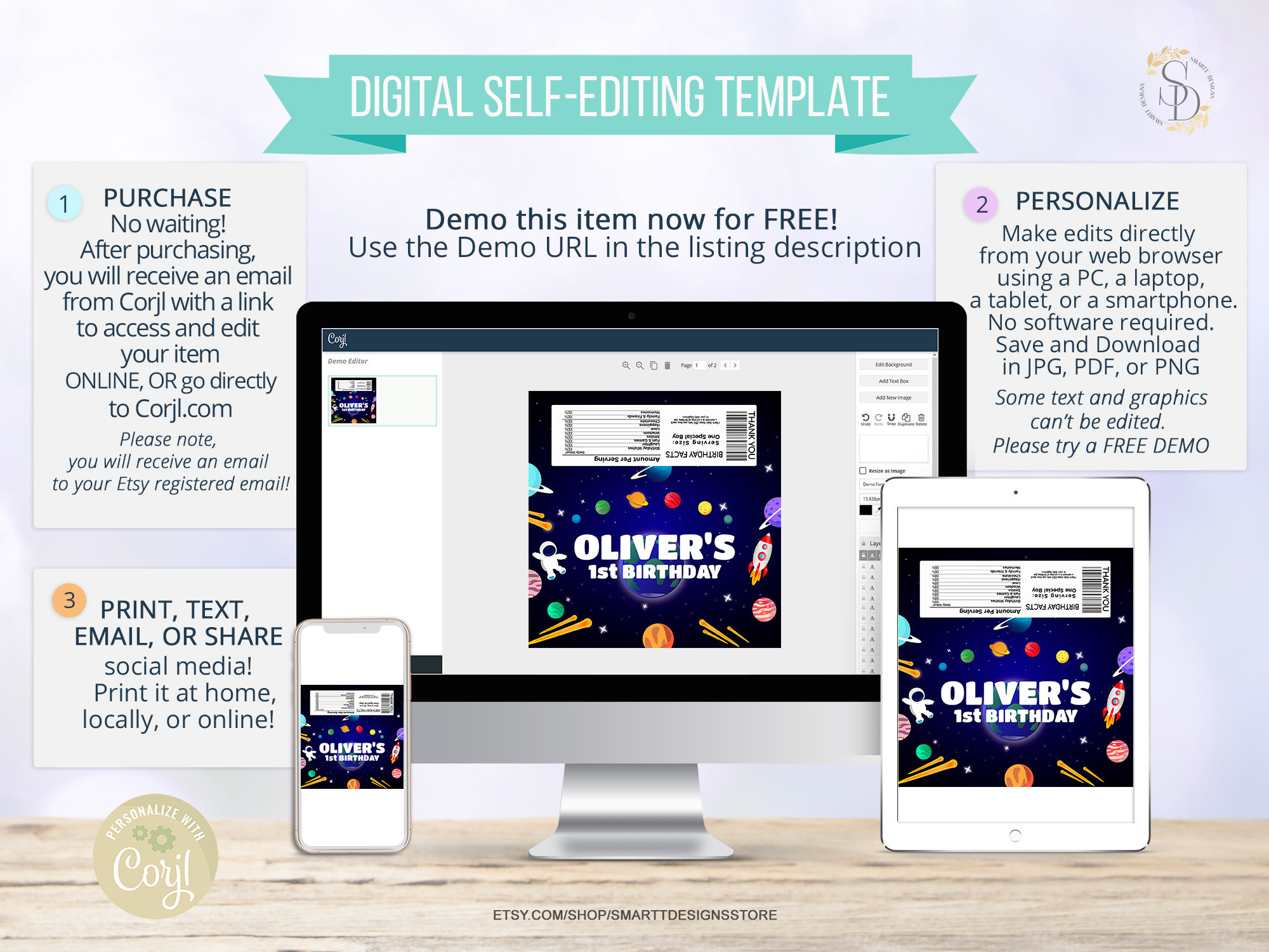 Editable Outer Space Candy Bar Wrappers, Boy Birthday Planets Hershey ...