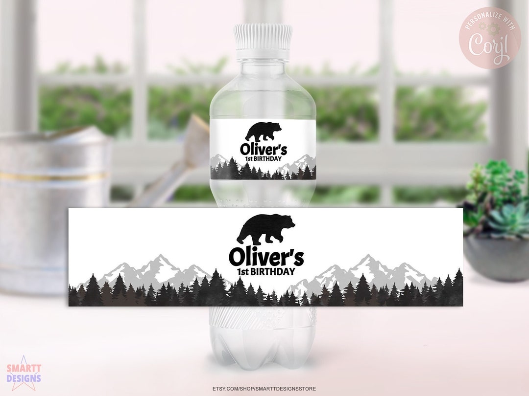 Editable Lumberjack Water Bottle Labels, Boy Birthday Party Printable Bottle Stickers, Woodland ...