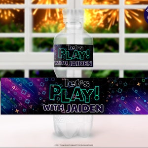 Editable Video Game Party Water Bottle Labels, Computer Game Birthday Party Supply, Gamer Party Water Stickers, Game Decor, Any Age Any Text