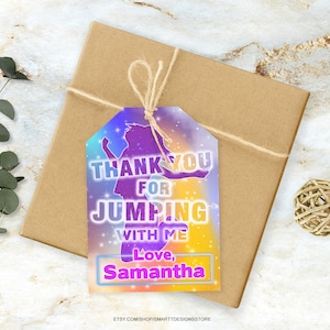 Editable Jump Birthday Party Gift Labels, Trampoline Party Printable Thank You Tag, Bounce House Gift Sticker Template, Sweet Favors Labels