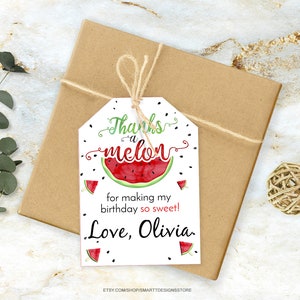 Watermelon Birthday Favor Tag: Printable Thank You Sticker (Digital)