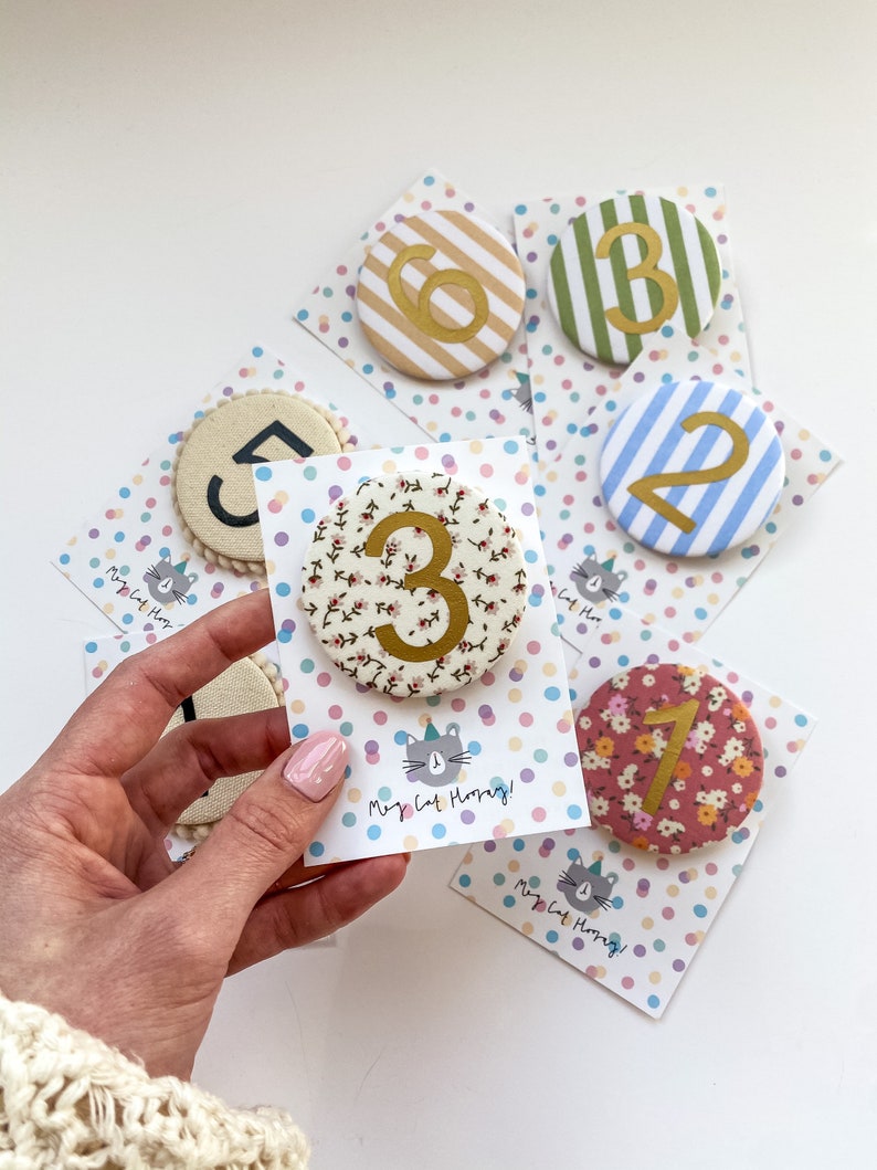 Birthday Number Badge Age Badge Patterned Fabric Badge - Etsy UK