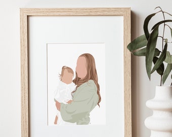 Custom Portrait, Faceless Portrait Print, Custom Digital Illustration, Digital Portrait from Photo, Personalized Photo, Mother’s Day Gift