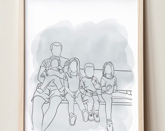 Benutzerdefinierte Strichzeichnung, digitale Illustration, personalisiertes Porträt vom Foto, minimalistische Zeichnung, Strichzeichnungen, Muttertagsgeschenk