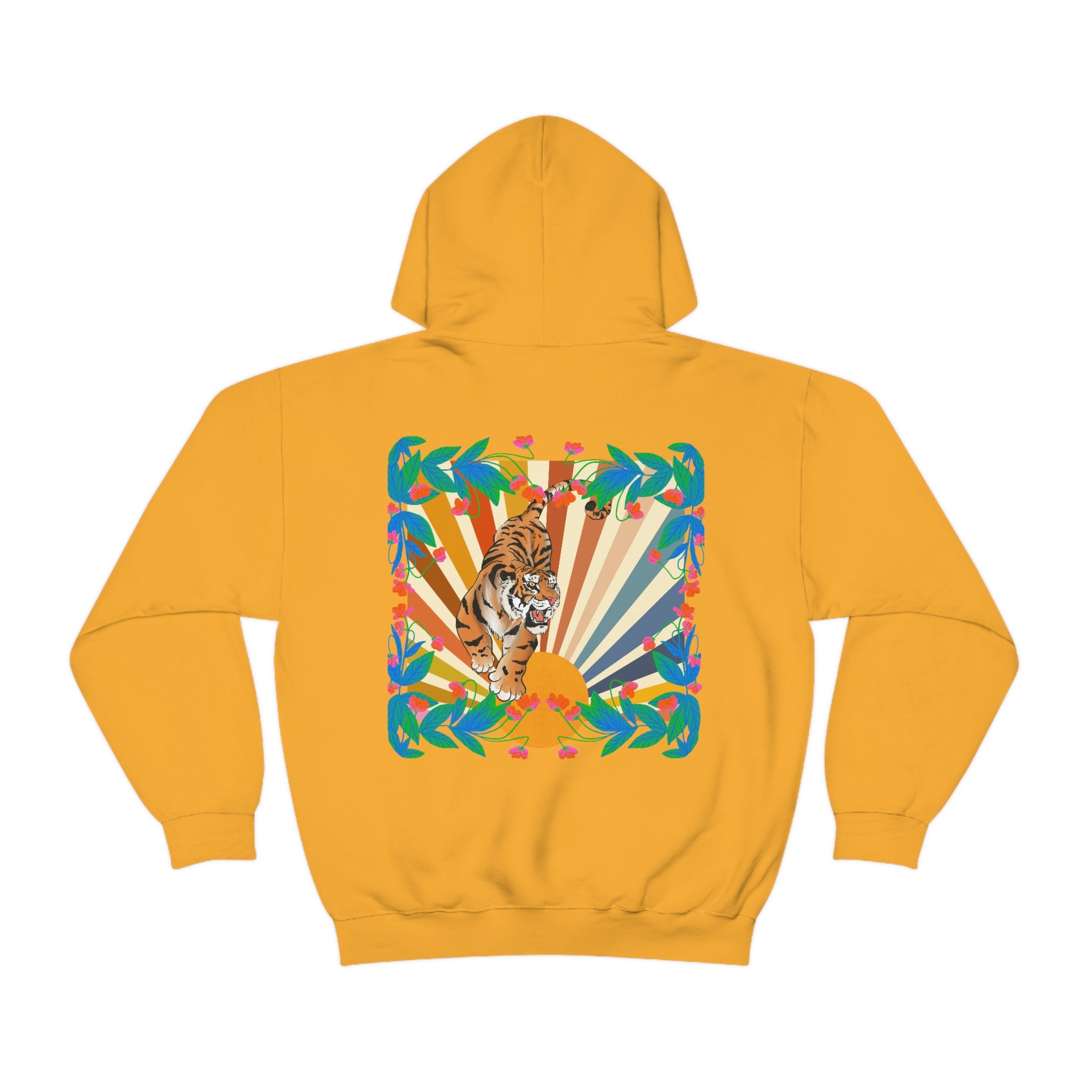 Aesthetic Hoodie Sunset Tiger Hooded Sweatshirt Tiger Shirt Etsy