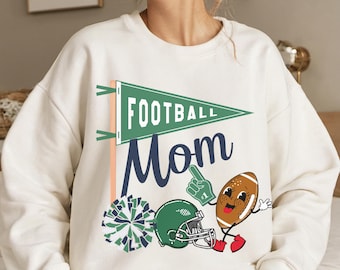 Camisa del día del juego, sudadera de cuello redondo de mamá de fútbol, camisa retro de mamá, lindo traje de juego de fútbol, suéter de fútbol de otoño, regalo para mamá