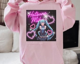 Y2K Anime Hoodie, 90er Jahre Hatsune Miku Hoodie, Vocaloid Kapuzen-Sweatshirt, Japanische Streetwear