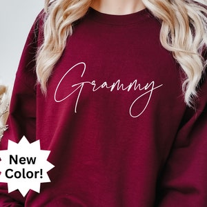 Grammy sweatshirt met ronde hals, cadeau voor grootmoeder, oma cadeau, oma cadeau, gepersonaliseerde cadeaus, cadeau zwangerschapsaankondiging