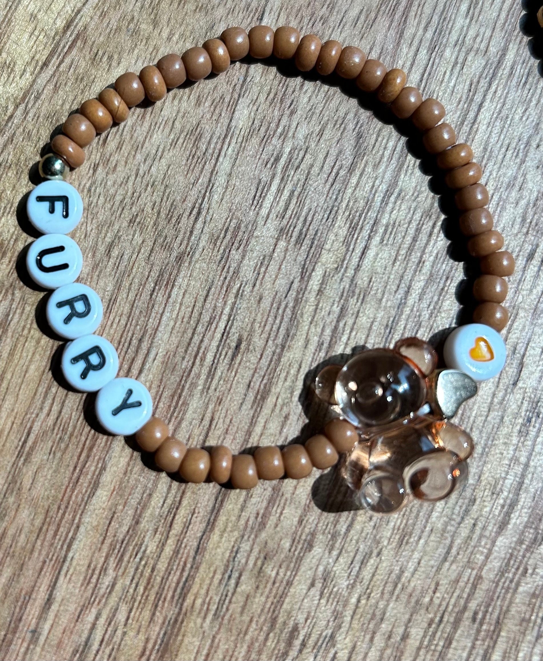 Furry Bracelet, Furry Fandom Bead Bracelet, Teddy Bear Bracelet 