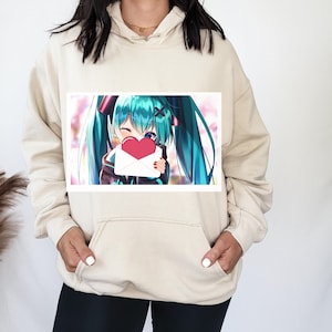 Hatsune Miku Valentine Sweater, Hatsune Miku Hoodie, Anime Shirt, Gift for Anime Fans, Cosplay Clothing, Miku Fan Shirt, Japanese Streetwear