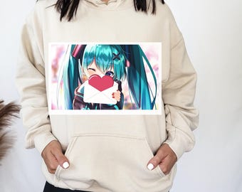 Hatsune Miku Valentine Pullover, Hatsune Miku Hoodie, Anime Shirt, Geschenk für Anime Fans, Cosplay Kleidung, Miku Fan Shirt, japanische Streetwear