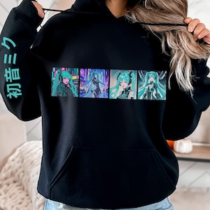 Cyberpunk Miku Anime Fan Art Hoodie, Unisex Hooded Sweatshirt, Gift for Anime Lovers, Hatsune Miku Cosplay Merch, Vocaloid Hoodie