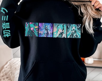 Cyberpunk Miku Anime Fan Art Hoodie, Unisex Kapuzen-Sweatshirt, Geschenk für Anime-Liebhaber, Hatsune Miku Cosplay Merch, Vocaloid Hoodie