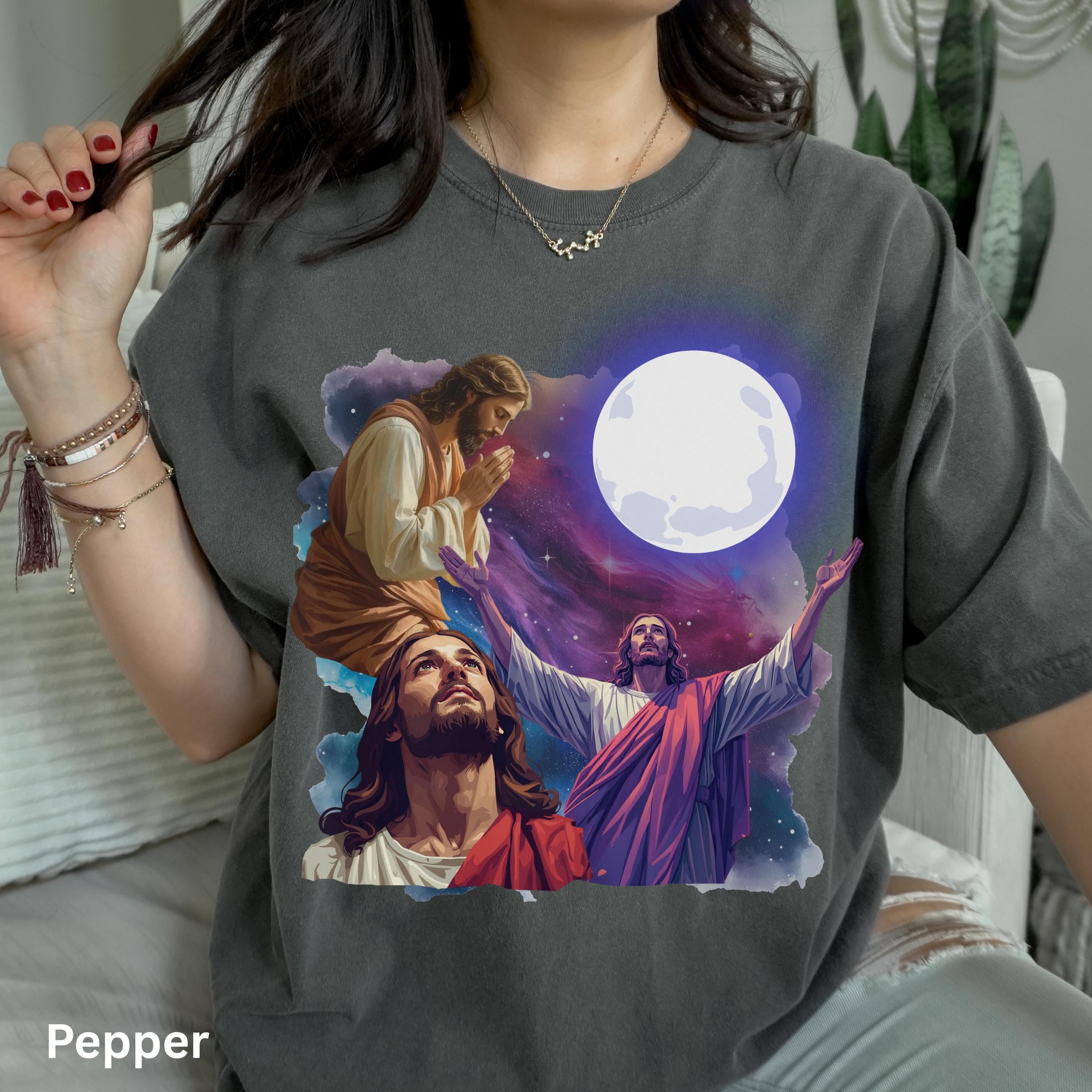 Three Jesus' Bootleg Graphic T-shirt, Comfort Colors®, Moon Shirt ...