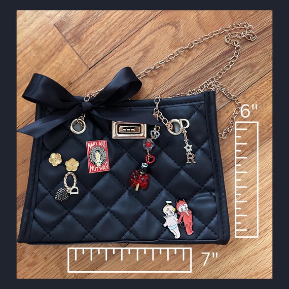 Junk Bag, Vegan Quilted Leather Junk Purse, Black Kpop