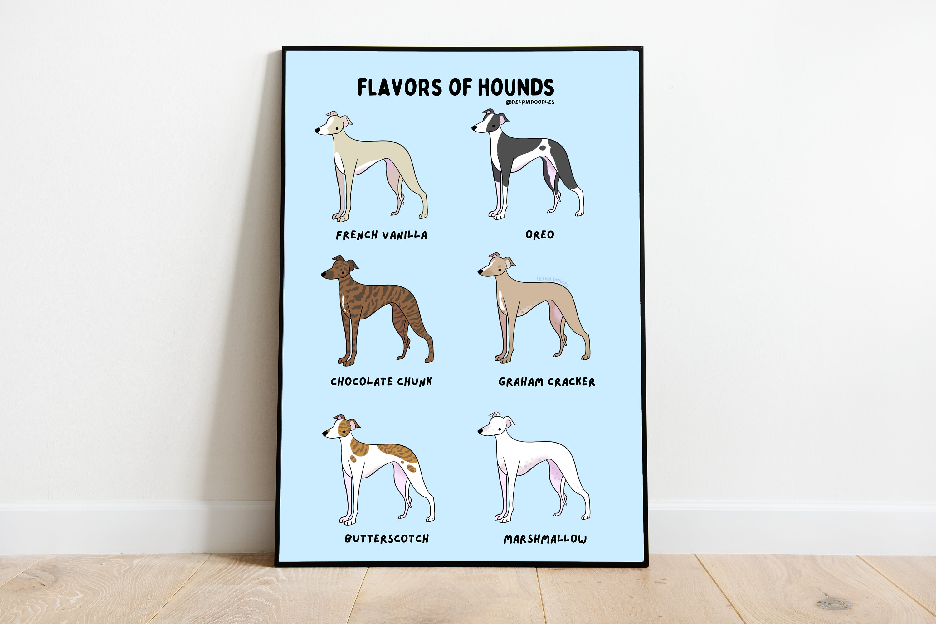 Plakat „Smaki lodów chartów” 12 x 18 cali