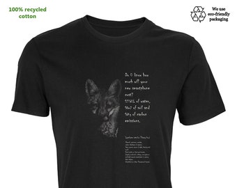 Eco-friendly T-SHIRT: Let's take a stand together - Hoary Fox Thoughts (signed hand-drawn artwork, 100% recycled textile, gender neutral)
