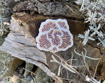 Split Kiemenpilz- Perlenbrosche | Perlenstickerei, handgemachter Schmuck, Pin, Geschenk für Naturliebhaber