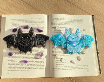 Fledermaus Perlen Brosche | Perlenstickerei, handgemachter Schmuck, Pin, Geschenk für Fledermausliebhaber