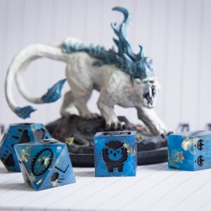 Treasures in the Deep - 4 Piece Dice Set: Handmade Resin Dice Set for TTRPG/Dice for Dungeons and Dragons/DM Dice Set/Dungeon Master Dice