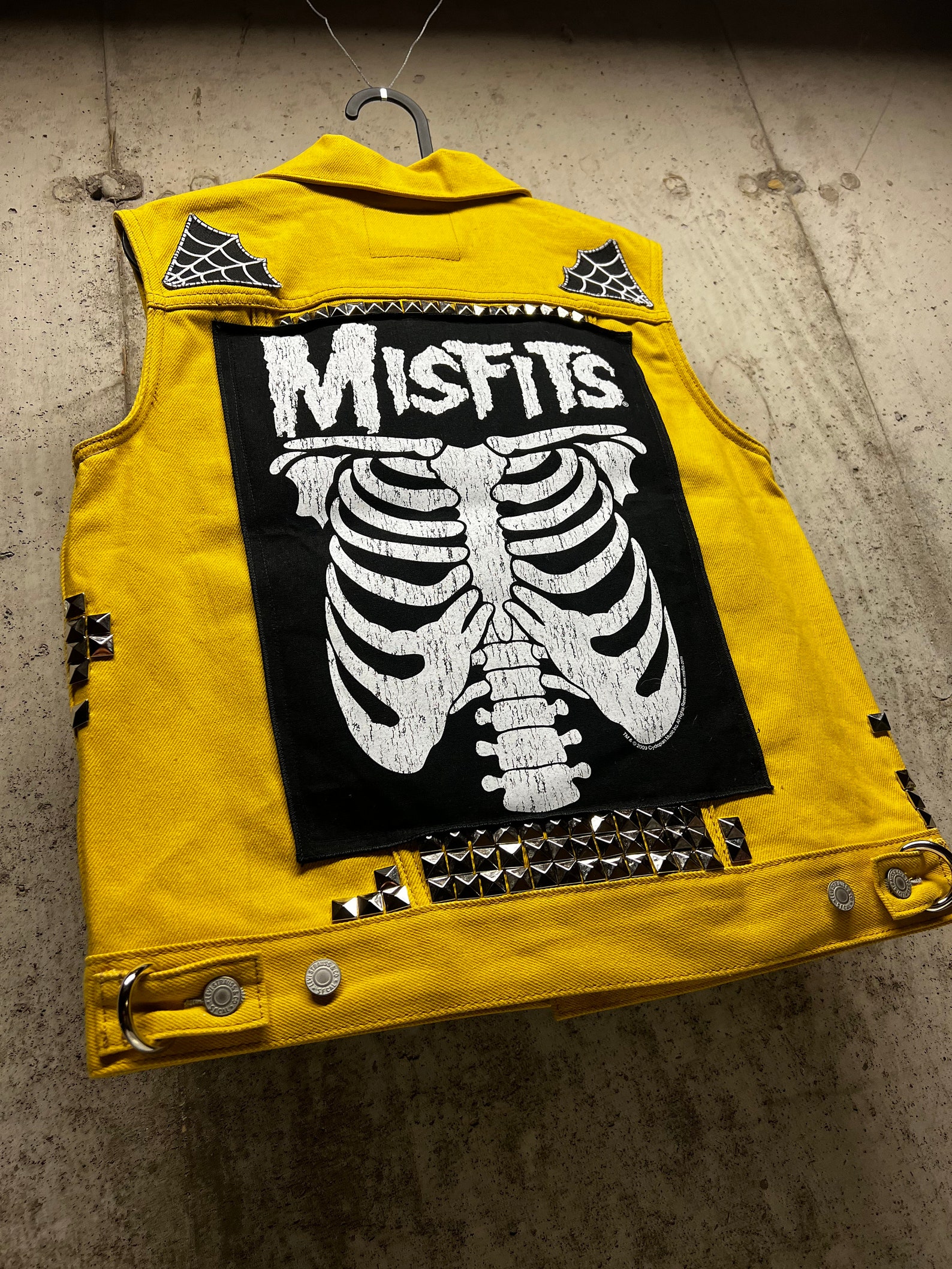 Custom Made Misfits Battle Vest Punk Rock Denim Jacket Studs Etsy