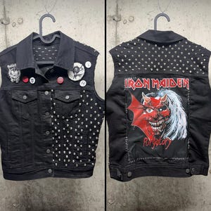 New custom Iron Maiden/Motorhead battle vest. Heavy metal vest.