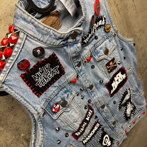 Horror Punk Rock Levi’s Battle Vest! Motorhead, Black Sabbath, Ramones, Bikini Kill, Riot Grrrl, studded!