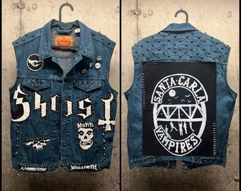SKULLY Studded Denim Vest - Etsy