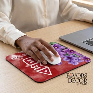 Delta Sigma Theta Sorority African Violets Mouse Pad, Delta Desk Accessory, Delta Office Decor