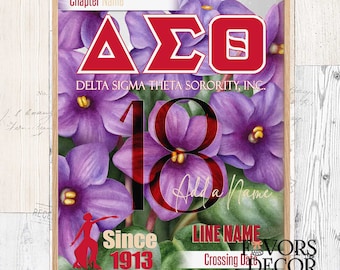 Delta Sigma Theta Crossing Poster, Personalized Delta Poster Keepsake, Probate Gift, 1913 Delta Room Keepsake Gift - Frame not Included