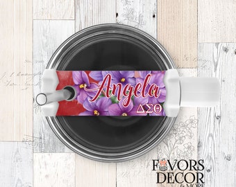 Personalized 40oz H2.0 Tumbler Nameplate - Delta Sigma Theta African Violets, Tumbler Topper, Stanley Topper
