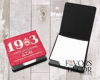 Delta Sigma Theta Personalized Memo Tray, Sticky Note Holder, Office Desk Accessories, Paper Note Holder