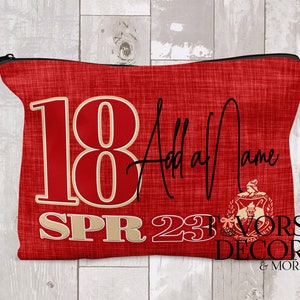Delta Sigma Theta Personalized Crossing Pouch, Sorority Makeup Bag - Delta Sigma Theta Sorority Bag,  Personalized Name Line Number, Season