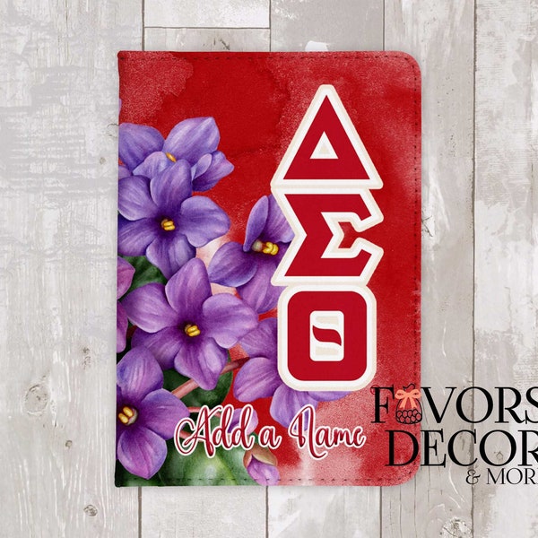 Sorority Personalized Passport Cover with CDC Card Slot, Passport Holder - Delta Sigma Theta African Violet Greek Letters Passport Holder