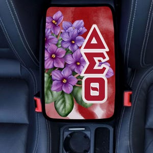 Car Center Console Cover African Violet and Greek Letters - Delta Sigma Theta