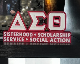 Delta Sigma Theta Greek Letters Display 6.5 in L x 3 in H x 1 in D, Desk Accessory