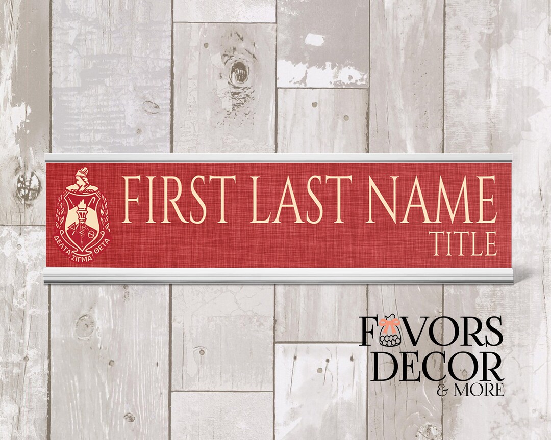 Personalized Delta Sigma Theta Desk Nameplate, Sorority Office Decor