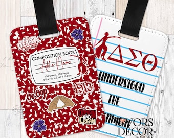 Delta Sigma Theta Composition Notebook and Stickers (Printed Image) , Personalized  Sorority Luggage Tags, Listing is for ONE tag