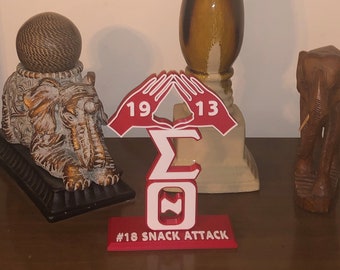 PERSONALIZED Delta Sigma Theta Greek Letter Display, Book Shelf Ornament, Desk Accessory - Custom Line Name & Number Size: 9.5 in H x 7 in W