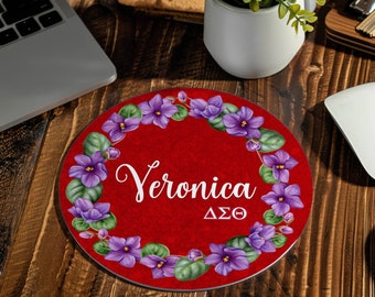 Delta Sigma Theta Sorority Personalized Violets Frame Mouse Pad, Delta Desk Accessory, Delta Office Decor
