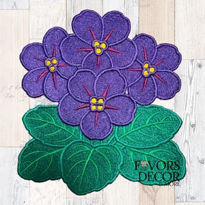 African Violets Embroidery Iron on Patch, February Birth Flower or Delta Sigma Theta Sorority Flower, Sweater or Jacket Violets Patch